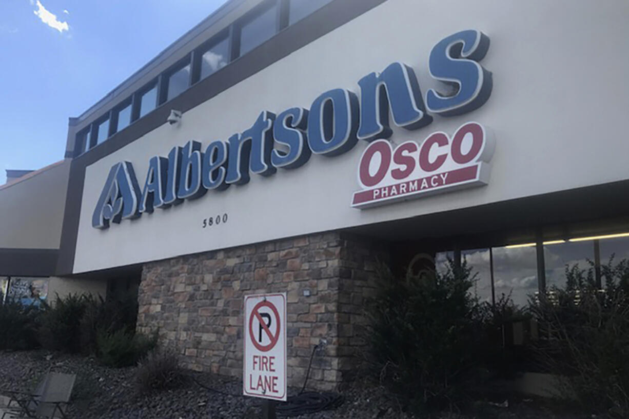 The entrance to an Albertson&#039;s grocery store is shown on Saturday, Aug. 24, 2024, in Cheyenne, Wyo.