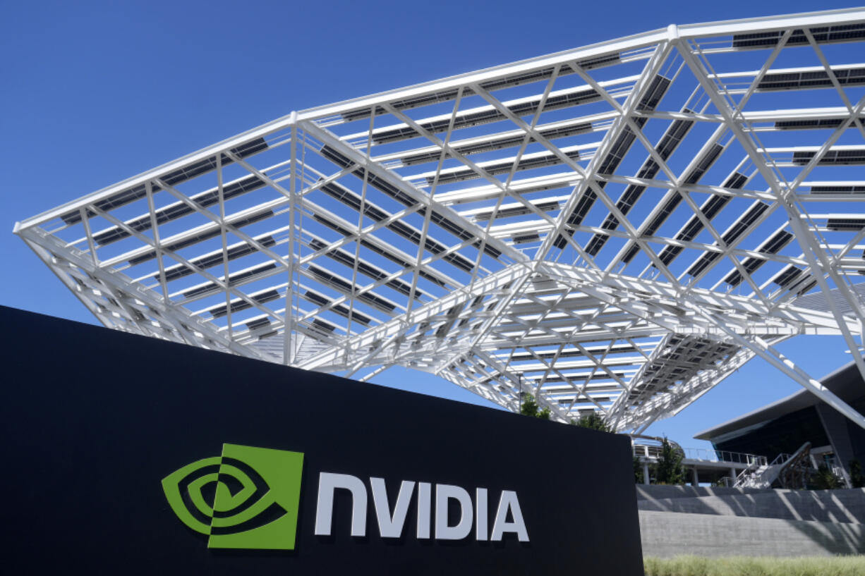 A sign for a Nvidia office building is shown in Santa Clara, Calif., Wednesday, Aug. 7, 2024.