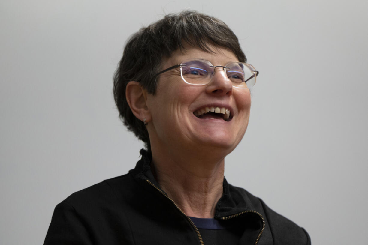 FILE - Democratic state Sen. Elizabeth Steiner speaks during press conference on the first day of the legislative session at the Oregon state Capitol, Feb. 5, 2024, in Salem, Ore.