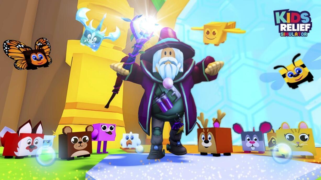 This image provided by Comic Relief US shows the virtual realm of the nonprofit&rsquo;s new &lsquo;Game to Change the World.&rsquo; The wizard-led quests, which take place on the social gaming platform Roblox, are part of Comic Relief US&rsquo; second annual Kids Relief campaign to build charitable habits among children while raising funds to fight poverty.