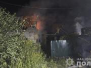 In this photo provided by the National Police of Ukraine on Tuesday, August 27, 2024, a residential house is seen on fire after Russian airstrike in Zaporizhzhia, Ukraine.