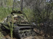 Ukrainian soldiers of 65th brigade practice medical evacuations using an all-terrain drone &ldquo;Vepryk&rdquo; in Zaporizhzhia region, Ukraine, Wednesday, Aug. 28, 2024.