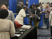 Panelists, recruiters and attendees, network and discuss changes in the industry among other media professionals at the Hilton Chicago, Thursday, August 1, 2024, at the 2024 National Association of Black Journalists convention in Chicago.