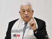 Palestinian President Mahmoud Abbas, speaks during an extraordinary Parliamentary Meeting on Palestinians, at the Turkish Parliament in Ankara, Turkey, Thursday, Aug. 15, 2024.