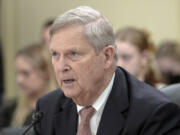 FILE - Agriculture Secretary Tom Vilsack testifies during a Senate Agriculture, Nutrition, and Forestry oversight hearing on the Department of Agriculture on Capitol Hill Wednesday, Feb. 28, 2024, in Washington.