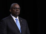 Defense Secretary Lloyd Austin speaks during a news conference at the United States Naval Academy in Annapolis, Md., Tuesday, Aug. 6, 2024.