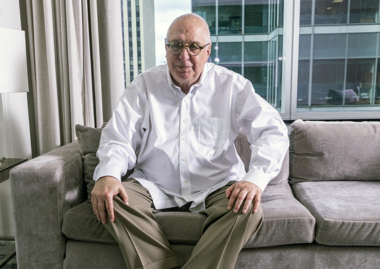 FILE - Filmmaker Errol Morris poses for a portrait to promote his film, &ldquo;The Pigeon Tunnel&rdquo; a documentary about John le Carr&eacute;, during the Toronto International Film Festival in Toronto on Sept. 12, 2023. Morris&rsquo; latest film, &ldquo;Separation,&rdquo; premiered at the Venice Film Festival on Thursday.