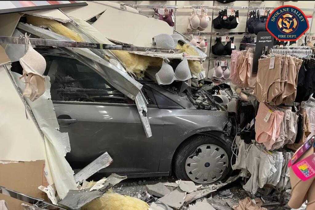 A car crashed into the JCPenney at the Spokane Valley Mall on Wednesday. The driver was reportedly in a mental health crisis.