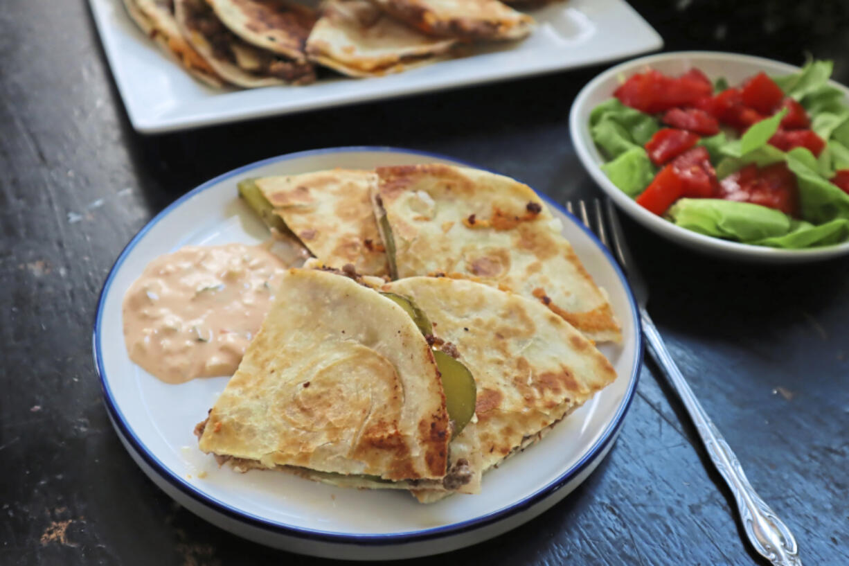 Tuck ground beef and cheese into a flour tortilla for an easy cheeseburger quesadilla.