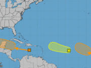 The National Hurricane Center on Tuesday was keeping track of three systems with a chance to form into the season&rsquo;s next tropical depression or storm.