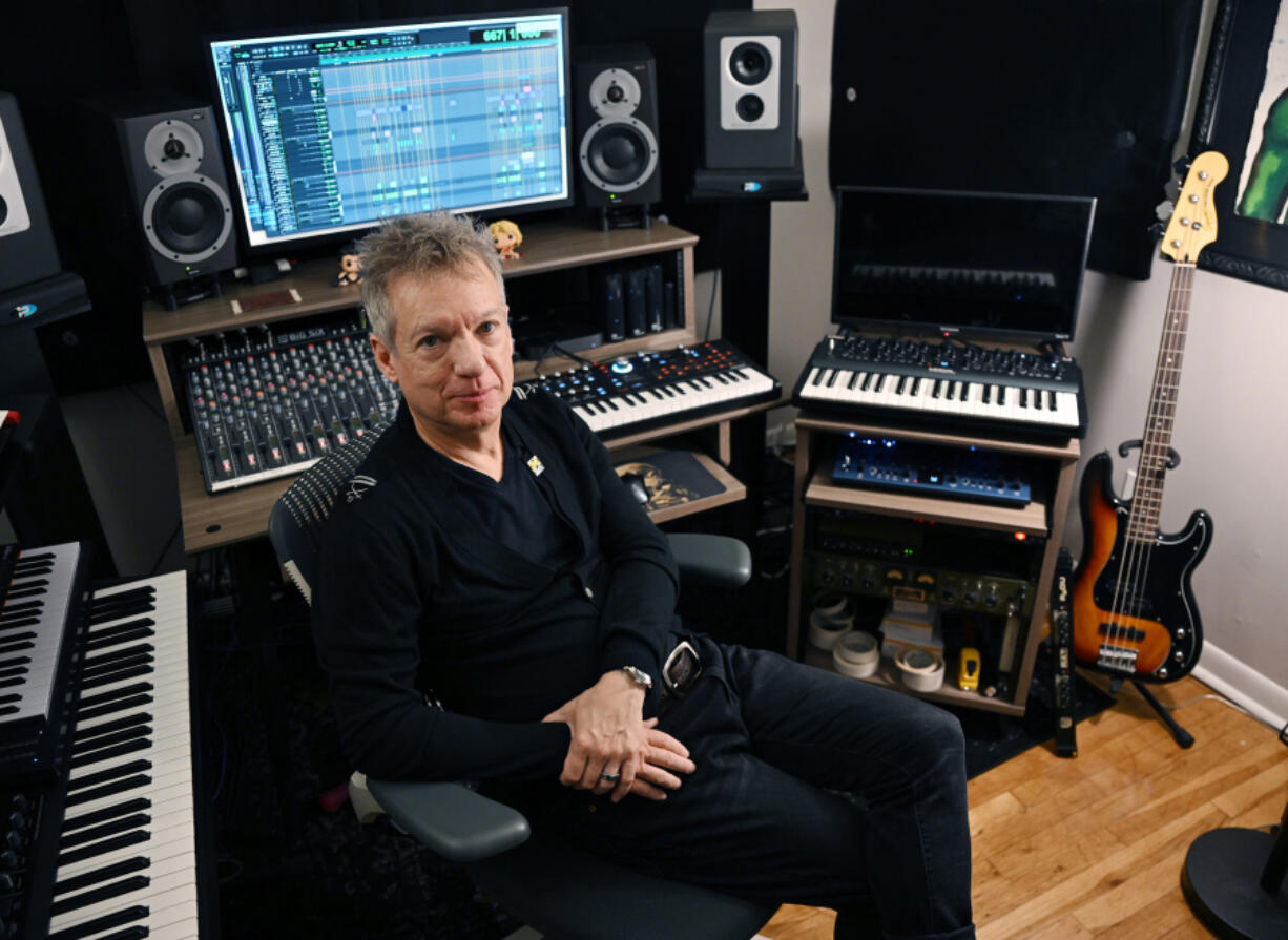 Chris Vrenna, a former drummer for Nine Inch Nails, inside his home studio. Vrenna will start as a professor at the University of Michigan in the fall.