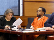 Kirkland Warren, 28, listens during his change of plea hearing Thursday in Clark County Superior Court. Warren pleaded guilty to second-degree murder and aggravated first-degree murder in the deaths of his former girlfriend, 27-year-old Meshay Melendez, and her 7-year-old daughter, Layla Stewart, respectively.