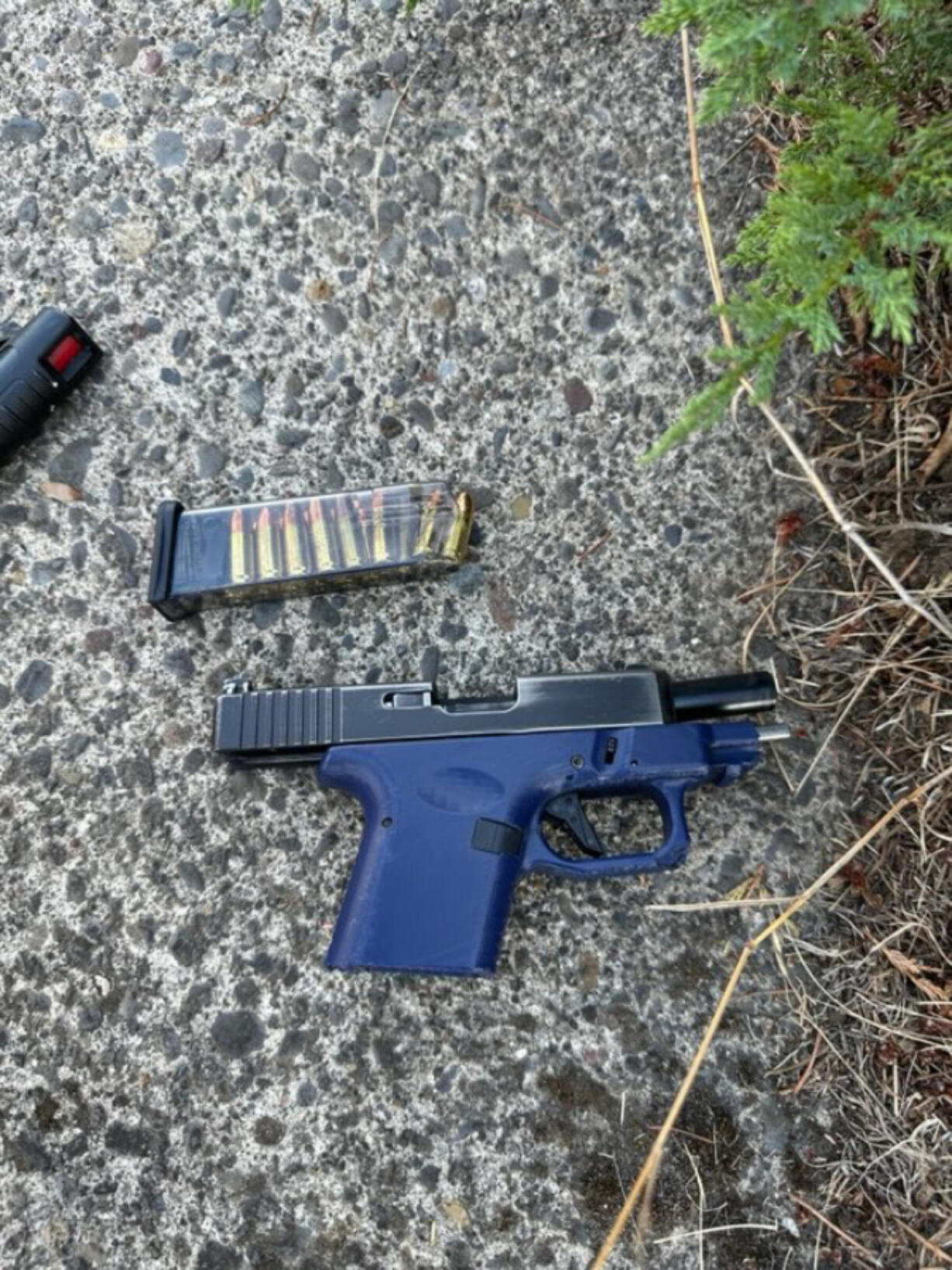 A gun the Vancouver Police Department said officers seized from an 18-year-old who was seen approaching Mountain View High School following reports to officers of an online threat.