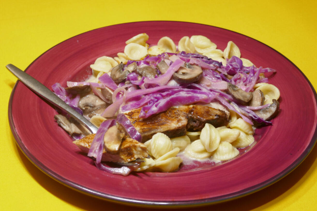 Smothered Pork Chops with Mustard Shallot Sauce.