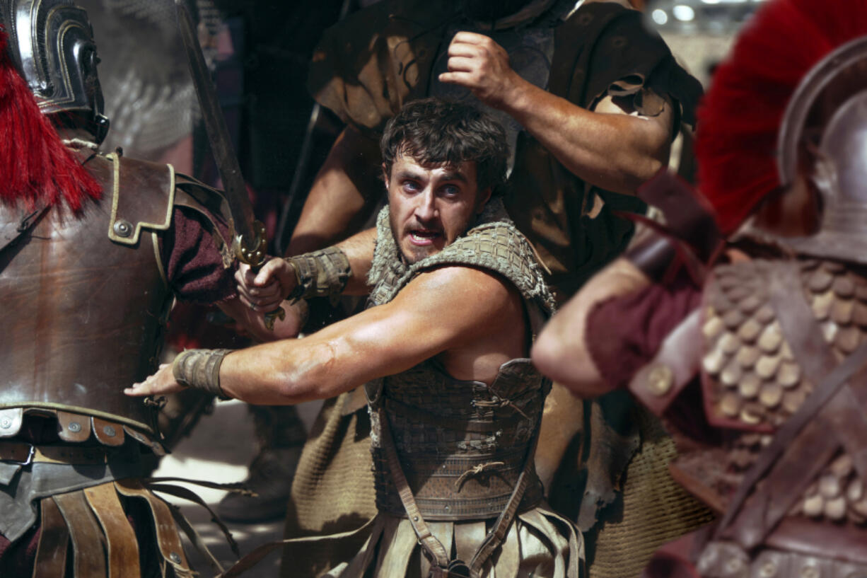 Paul Mescal in a scene from &ldquo;Gladiator II.