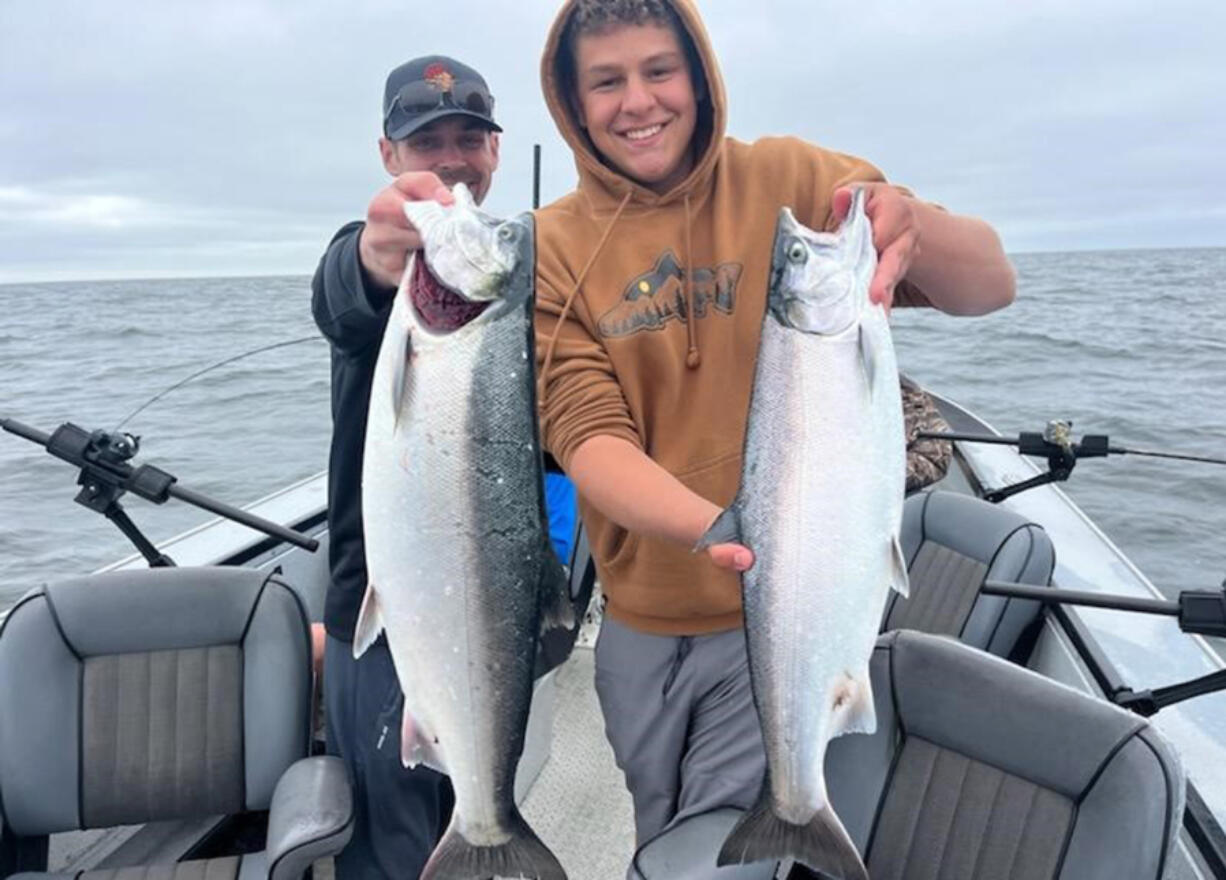 A client of guide Bob Rees holds a fine, bright Chinook he took earlier this year at Buoy 10. These fish are now peaking in the Vancouver area, where anglers will get an additional 7 days of salmon fishing.