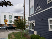 The Meridian apartment complex, left, is pictured across the street from The Pacific in central Vancouver.