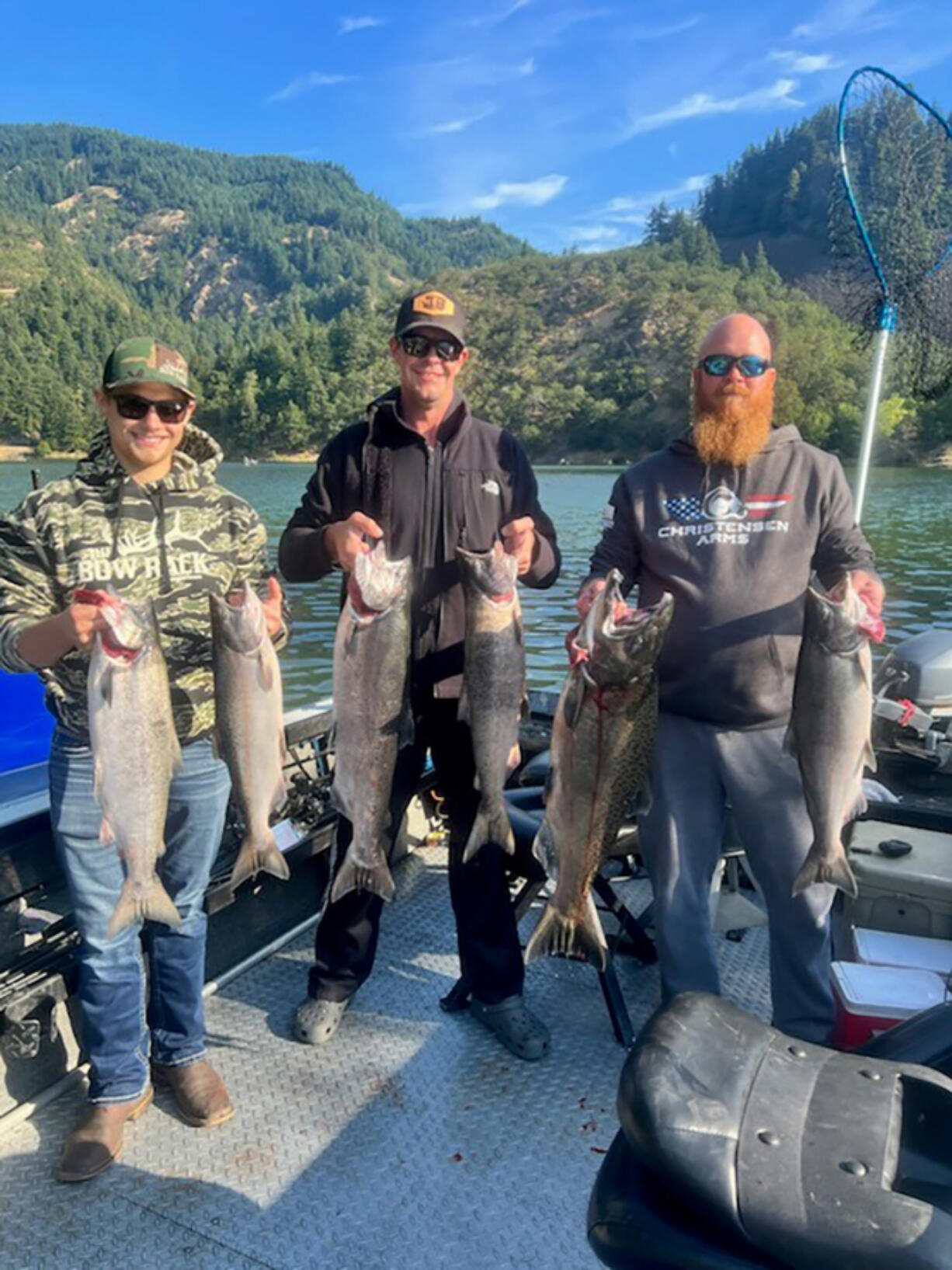 Chinook limits for three lucky anglers. They took these fish by hover fishing with Guide Dave Mallahan in Drano Lake.