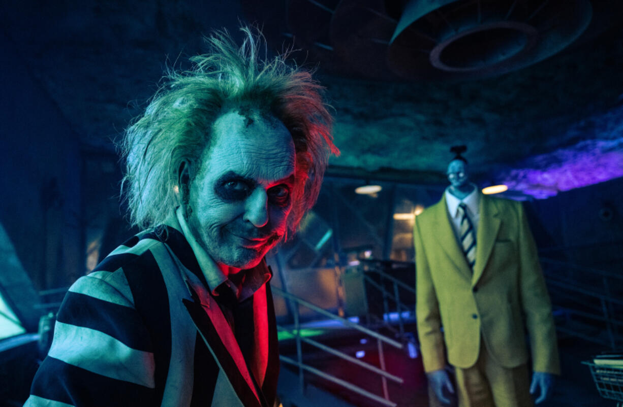 Michael Keaton in the movie &ldquo;Beetlejuice Beetlejuice.&rdquo; (Parisa Taghizadeh/Warner Bros.)