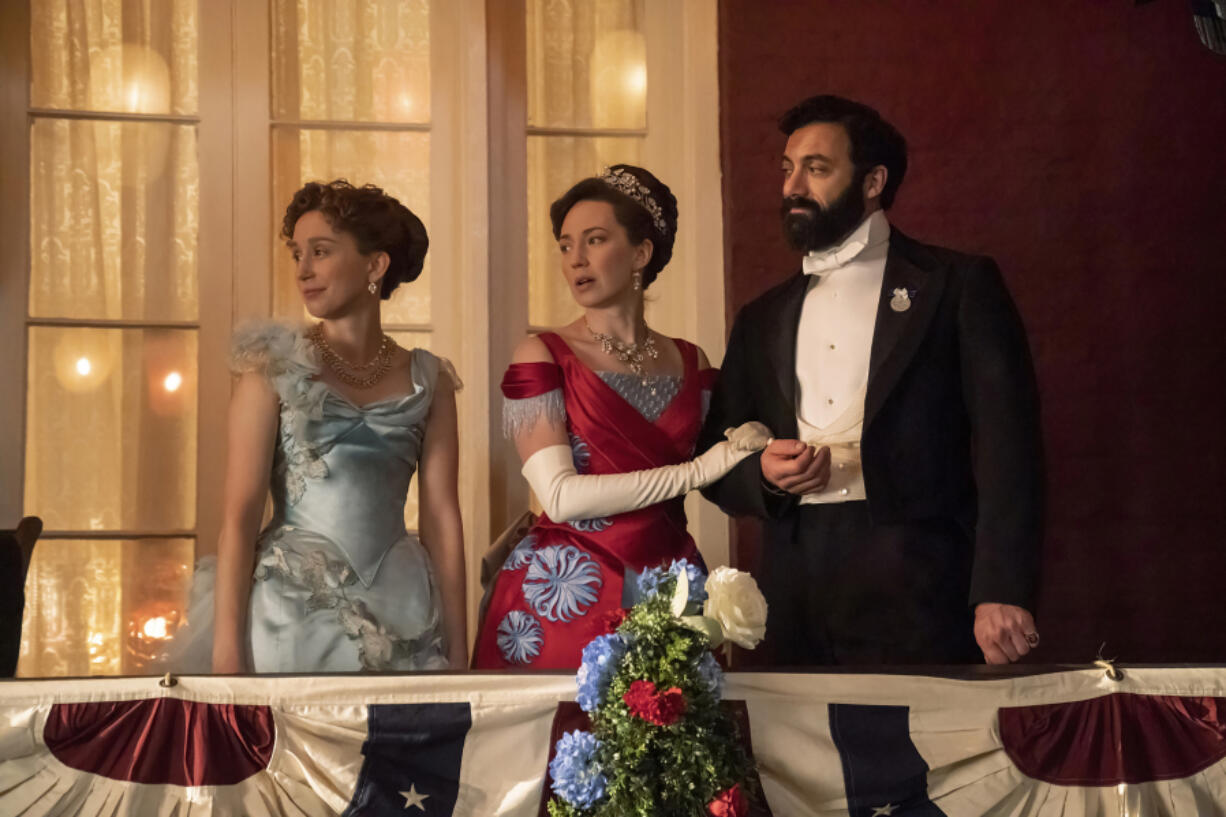 From left, Taissa Farmiga, Carrie Coon and Morgan Spector in Season 2 of &ldquo;The Gilded Age.&rdquo; (Barbara Nitke/HBO)