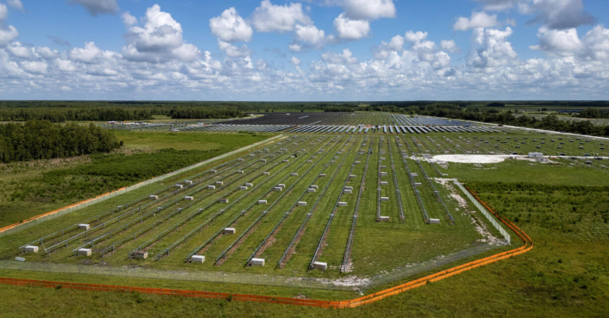 The Orlando Utilities Commission intends to install a dozen or more solar plants to end its reliance on fossil fuels by 2050. This plant, called Storey Bend, is under construction in Osceola County, Florida, and is to start up late this year and provide a significant boost in the amount of sun relied upon for power by the city&Ccedil;&fnof;&Ugrave;s utility.