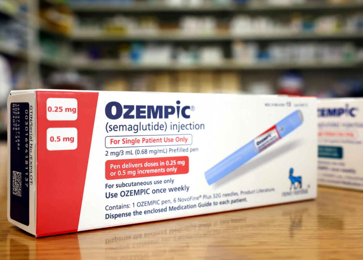 Boxes of the diabetes drug Ozempic rest on a pharmacy counter on April 17, 2023, in Los Angeles.