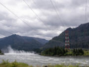 Power lines stretch near the Bonneville Lock and Dam from the Washington side of the Columbia River. Connecting a new, large, energy-intensive business to Southwest Washington&rsquo;s power grid &mdash; especially with the shrinking amount of vacant land in the region &mdash; can be costly and time consuming, perhaps making Clark County less attractive for such endeavors.