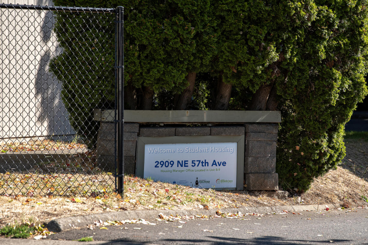 A sign for apartments at 2909 N.E. 57th Ave., Vancouver. The building will be turned into mixed-income housing.