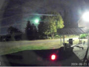 Late Monday night, a security camera near Cornelius, Ore., captured this image of a fireball descending.