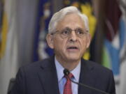 Attorney General Merrick Garland speaks during a meeting of the Justice Department's Election Threats Task Force, at the Department of Justice, Wednesday, Sept. 4, 2024, in Washington.