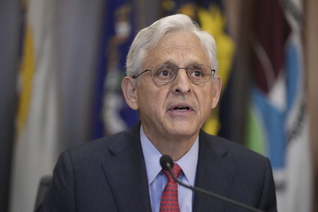 Attorney General Merrick Garland speaks during a meeting of the Justice Department's Election Threats Task Force, at the Department of Justice, Wednesday, Sept. 4, 2024, in Washington.