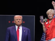 Republican presidential nominee former President Donald Trump arrives to speak about the tax code and manufacturing at the Johnny Mercer Theatre Civic Center, Tuesday, Sept. 24, 2024, in Savannah, Ga.