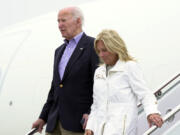 President Joe Biden and first lady Jill Biden arrive on Air Force One at Joint Base Andrews, Md., Sunday, Sept. 29, 2024.