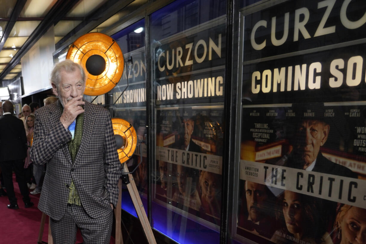 Ian McKellen arrives Monday at the European Premiere of &ldquo;The Critic&rdquo; in London.