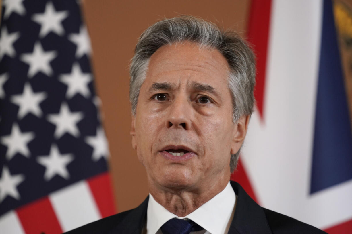 U.S. Secretary of State Antony Blinken speaks during a joint press conference with Britain&#039;s Foreign Secretary David Lammy at the Foreign, Commonwealth and Development Office (FCDO) in London, Tuesday, Sept. 10, 2024, Blinken announced that he and Lammy would visit Ukraine, Wednesday.