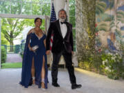 FILE - Dr. Janine Bera, left, and Rep. Ami Bera, D-Calif., arrive for the State Dinner with President Joe Biden and the South Korea&rsquo;s President Yoon Suk Yeol at the White House, April 26, 2023, in Washington.