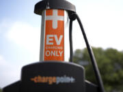 FILE - An electric vehicle charging station is seen May 9, 2024, in San Antonio.