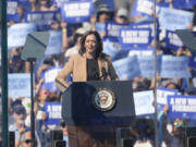 Democratic presidential nominee Vice President Kamala Harris speaks during a campaign stop at the Throwback Brewery, in North Hampton, N.H., Wednesday, Sept. 4, 2024.