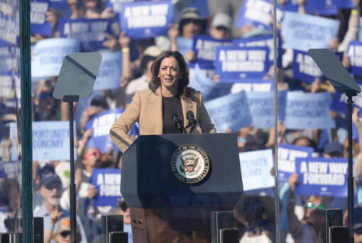 Democratic presidential nominee Vice President Kamala Harris speaks during a campaign stop at the Throwback Brewery, in North Hampton, N.H., Wednesday, Sept. 4, 2024.