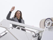 Democratic presidential nominee Vice President Kamala Harris departs from Andrews Air Force Base, Md., Sunday, Sept. 22, 2024, enroute to New York.