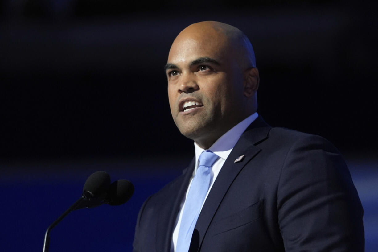 FILE - Rep. Colin Allred, D-Texas, speaks during the Democratic National Convention Aug. 22, 2024, in Chicago.