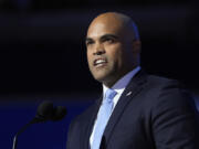 FILE - Rep. Colin Allred, D-Texas, speaks during the Democratic National Convention Aug. 22, 2024, in Chicago.