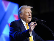 Republican presidential nominee former President Donald Trump speaks at the Israeli American Council National Summit, Thursday, Sept. 19, 2024, in Washington.