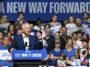 FILE - Democratic vice presidential nominee Minnesota Gov. Tim Walz speaks at a campaign rally, Aug. 17, 2024, at The Astro in La Vista, Neb.