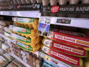 Prices for eggs are seen at a grocery store in Chicago, Thursday, Sept. 19, 2024. (AP Photo/Nam Y.