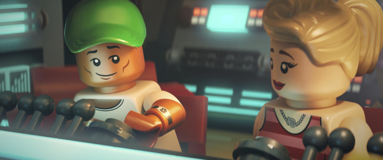 Lego characters Pharrell Williams, left, and Gwen Stefani in a scene from &ldquo;Piece By Piece.&rdquo; (Focus Features)