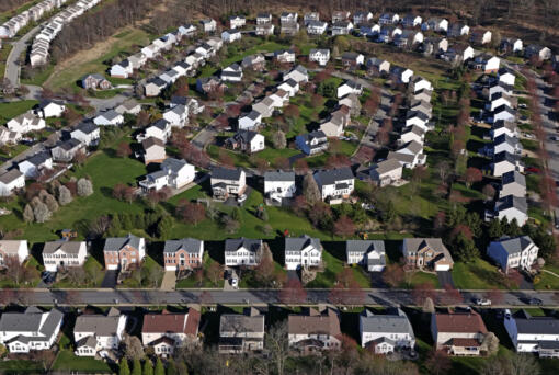 FILE - A housing development in Cranberry Township, Pa., is shown on March 29, 2024. (AP Photo/Gene J.