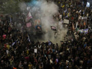 People protest against Prime Minister Benjamin Netanyahu&rsquo;s government and call for the release of hostages held in the Gaza Strip by the Hamas militant group, in Tel Aviv, Israel, Saturday, Sept. 21, 2024.