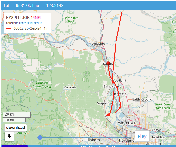 The National Weather Service in Portland said the strange smell that covered Southwest Washington on Tuesday night was first reported between Kelso and Vancouver.