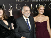 Aubrey Plaza, from left, Francis Ford Coppola, and Nathalie Emmanuel attend the premiere of &quot;Megalopolis&quot; on Monday, Sept. 23, 2024, at AMC Lincoln Square in New York.